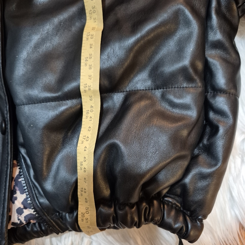 ME JANE Black Women's Puffer Faux Leather Jacket SIZE M. - Picture 12 of 16
